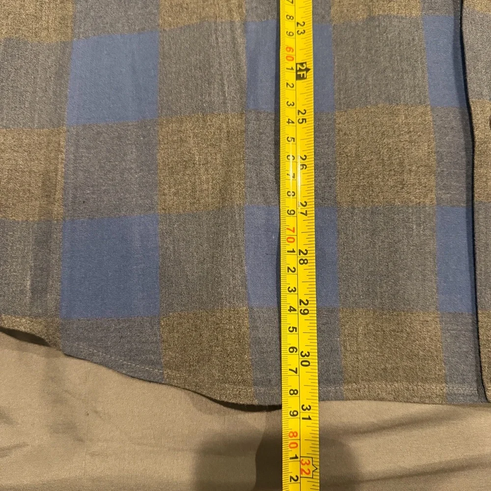 Mizzen+Main Shirt Mens XXL Trim Blue Gray Check Soft Brushed Performance Stretch